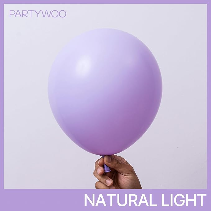 PartyWoo Lavender Balloons 101pcs Light Pastel Purple Lilac Purple Color | 12 - Image 3
