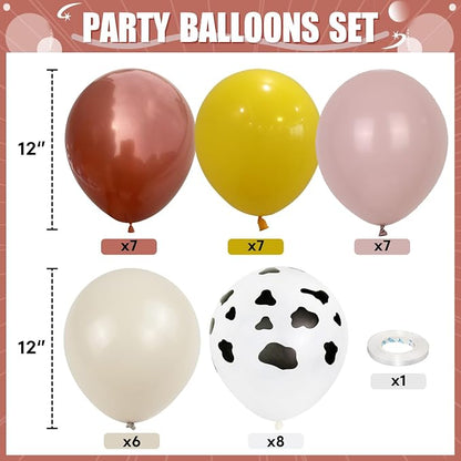 HILAVO Cow Print Balloons, 12 Inch Retro Orange and Pink Yellow Sand White - Image 2