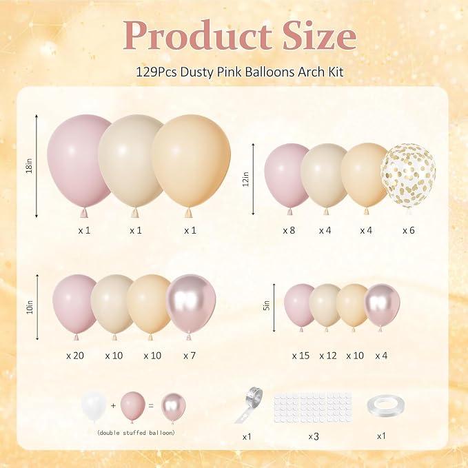 Ouddy Party Boho Dusty Pink Balloons Garland Arch Kit 18 12 10 5 Inch | - Image 2