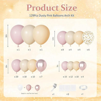 Ouddy Party Boho Dusty Pink Balloons Garland Arch Kit 18 12 10 5 Inch | - Image 2