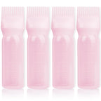 BLAAROOM Root Comb Applicator Bottle 6 Ounce, 4 Pack Hair Oil Applicator with Root Comb Brush for Scalp Hair Oiling - Pink