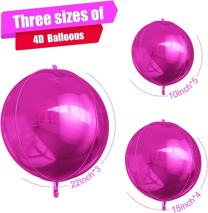 12Pcs Hot Pink Round Foil Balloons, Metallic Pink Foil Balloon - Image 2