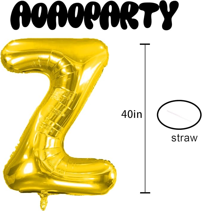 Letter Balloons Gold 40 Inch Z Large Giant Big Foil Mylar Balloon | - Image 3