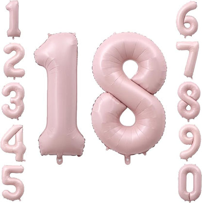 40" Light Pink Foil Number 18 Balloon by TNCDJKPA
