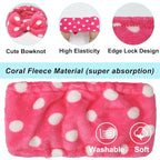 Shintop Sweet Super Soft Caroset Polka Dots Wash Cosmetic Headband Hairlace (Rose Polka dots)