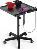 TASALON Ultimate Salon Tray on Wheels,Tray Cart with 2 Magnetic Bowls Irony Tattoo Table Station Rolling Tray with Hair Stickless Wheels,Chemical-Resistant Hair Stylist Instrument Tray,Tray for Dyson