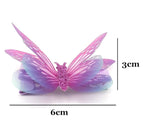 6Pcs/pack 3D Colorful Organza Butterfly Hair Clips - Chiffon Fairy Wings - Ribbon Wrapped Clips 0.4Inch Barrettes Hair Accessories For Women(Multicolor1)