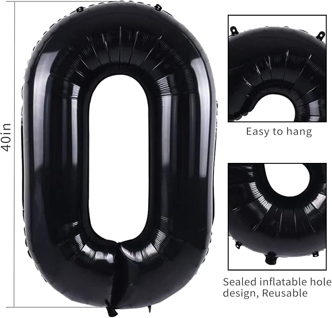 40 inch Number Balloon 0-9 Black Large Number 50 Balloons, Digital Balloons - Image 3