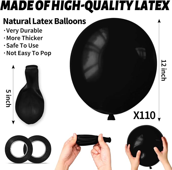 110pcs Black Balloon 12 inch - Image 3