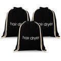 3 | 6 | 8 Pack Hair Dryer Bags Drawstring Bag Container Hairdryer Bag for travel bathroom (3 PCS, Black)