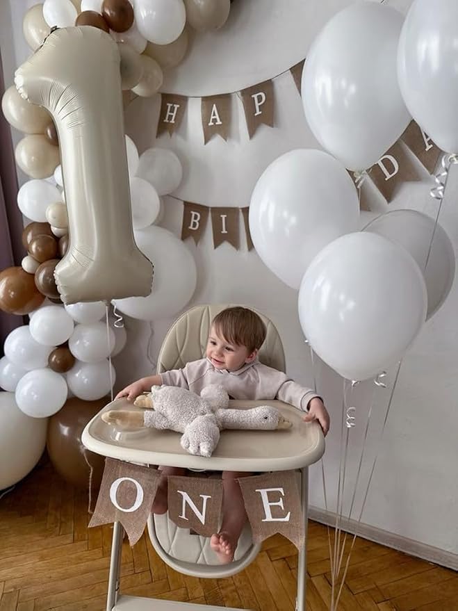 1 Balloon Number 40 Inch Cream Balloons - Image 4