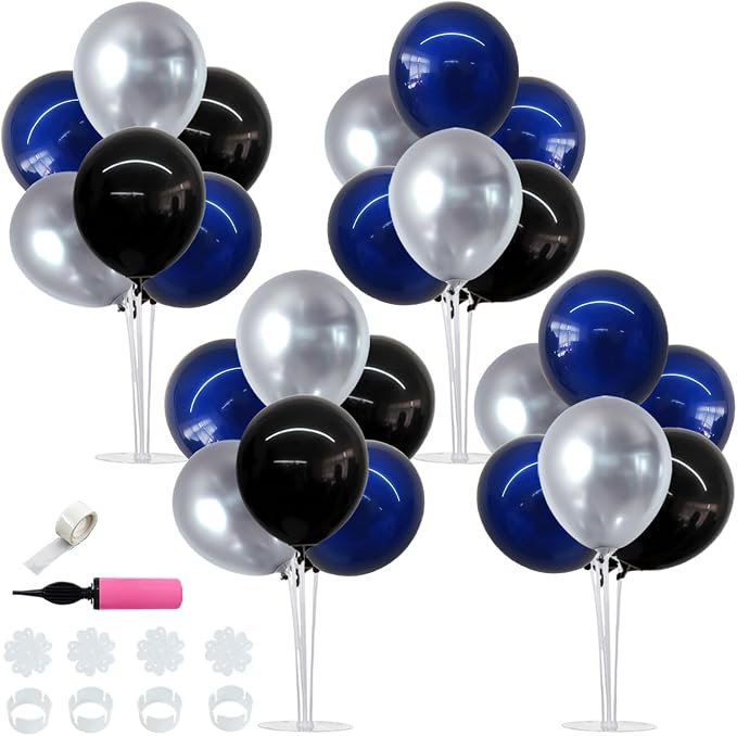 TONIFUL 4Set Black Blue Silver Balloon Stand Balloon Centerpieces by TONIFUL