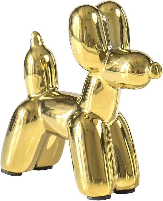 Notakia Cute Ceramics Balloon Dog Statue Crafts Gold Living Room Desktop by Notakia
