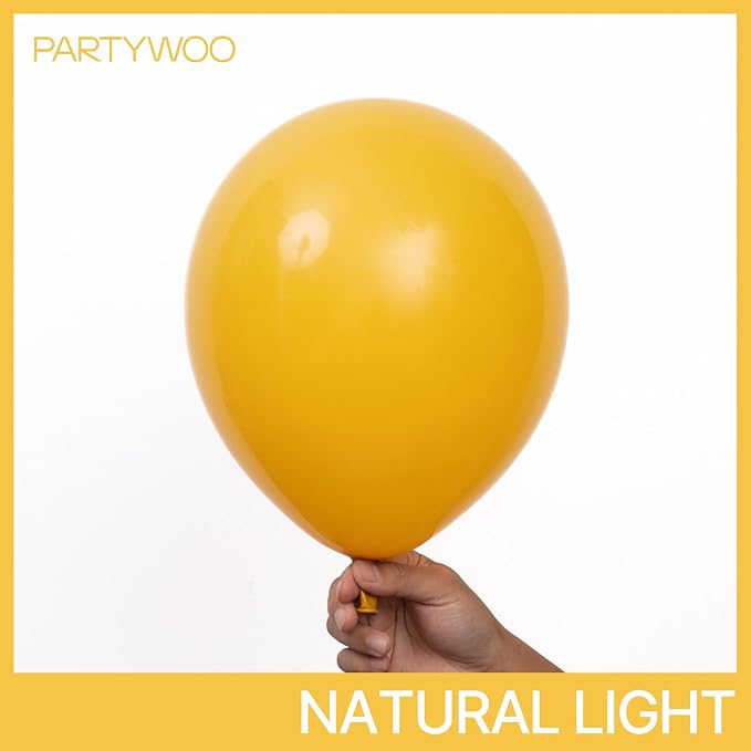 PartyWoo Mustard Yellow Balloons 100pcs 12 Inch Boho Netural Fall Balloons - Image 3