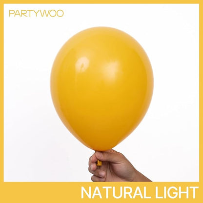 PartyWoo Mustard Yellow Balloons 100pcs 12 Inch Boho Netural Fall Balloons - Image 3