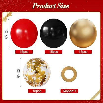 Red and Black Balloons for Graduation New Year Party Decorations | 60Pcs 12Inch - Image 2