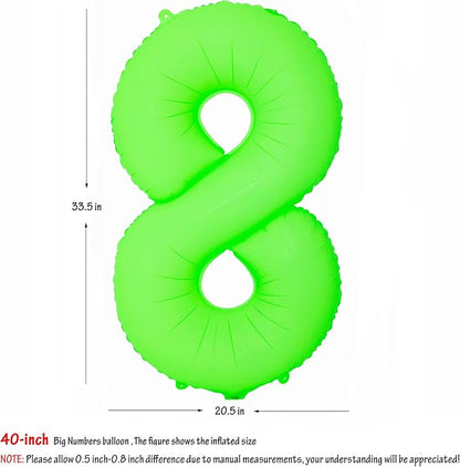 Green Birthday Number 8 Balloon 40 inch Fluorescent Green Number 8 | Helium - Image 2