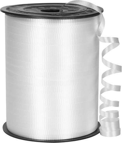 500 Yard White Ribbon, Crimped White Curling Ribbon, Curling Ribbon by OMISELIO