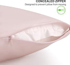 ALASKA BEAR Silk Pillowcase for Hair and Skin, Set of 2 Pure Genuine 22 Momme Mulberry Silk Pillow Cases King Size for Bliss Sleep Better Than Poly Satin, Zipper Closure(2pc, Pink)