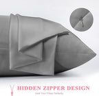 100% Silk Pillowcase 2 Pack for Hair and Skin, Both Sides 23 Momme Grade 6A+ Mulberry Silk Pillowcases with Hidden Zipper, Soft&Smooth Cooling Pillow Cases (Gray, Standard 20×26)