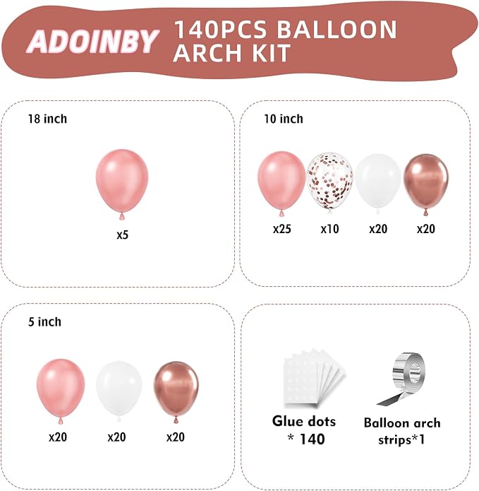 Rose Gold Balloons Arch Kit - Image 2