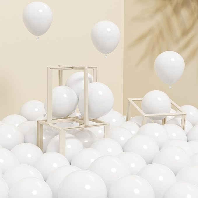 Awenztech 120pcs 5 inch White Latex Balloons | Engagement, Bridal Shower by Awenztech