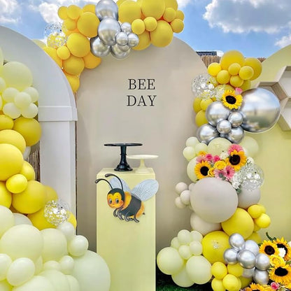 Yellow Silver Balloon Garland Arch Kit - Image 5