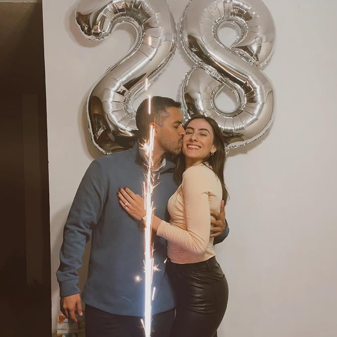 Silver Number 8 Balloon 40 Inch, 8th Birthday Party Decorations Men Women | - Image 3