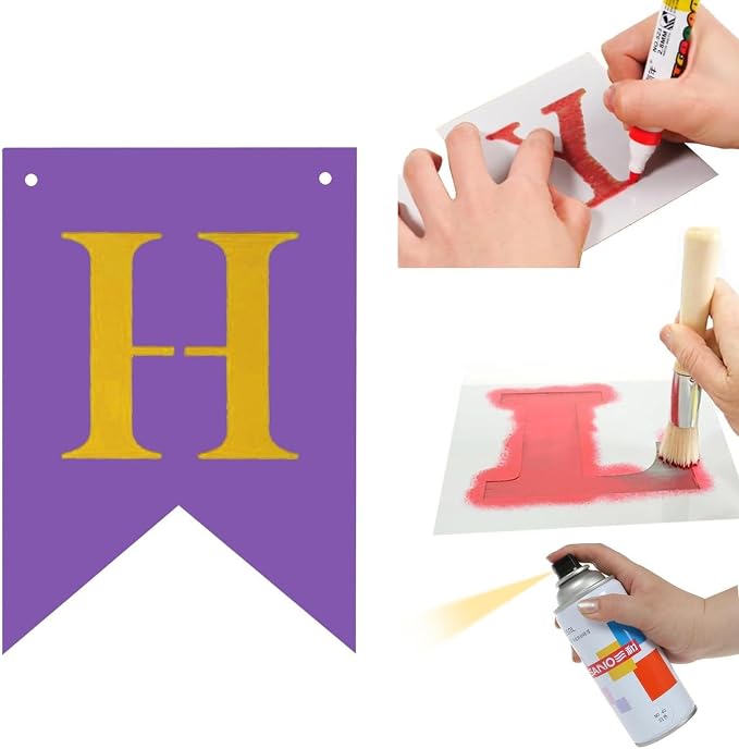 DIY Rainbow Banner Set Include 26 Letters Stencil, Make Your Own Banner - Image 4