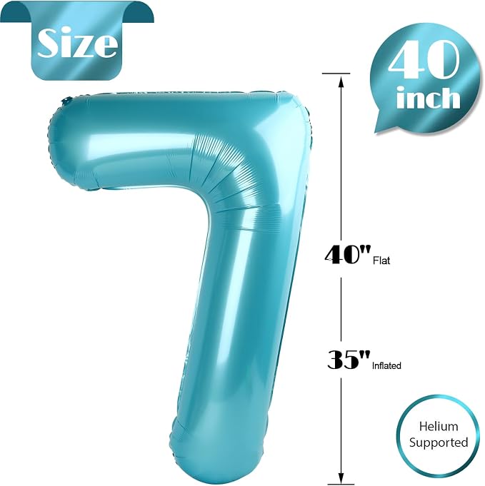 Pearl Blue Number 7 Balloon 40 Inch - Image 5