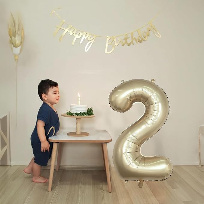 Champagne Gold 2 Balloons, 40 Inch Giant Metallic Helium Mylar Foil Number 0-9 - Image 3