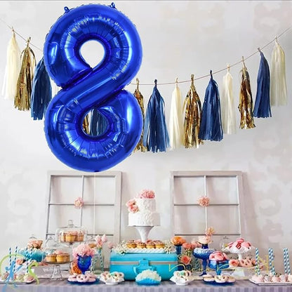 TONIFUL 40 Inch Navy Blue Number 8 Balloons Large Foil 8th Birthday Decor | - Image 6