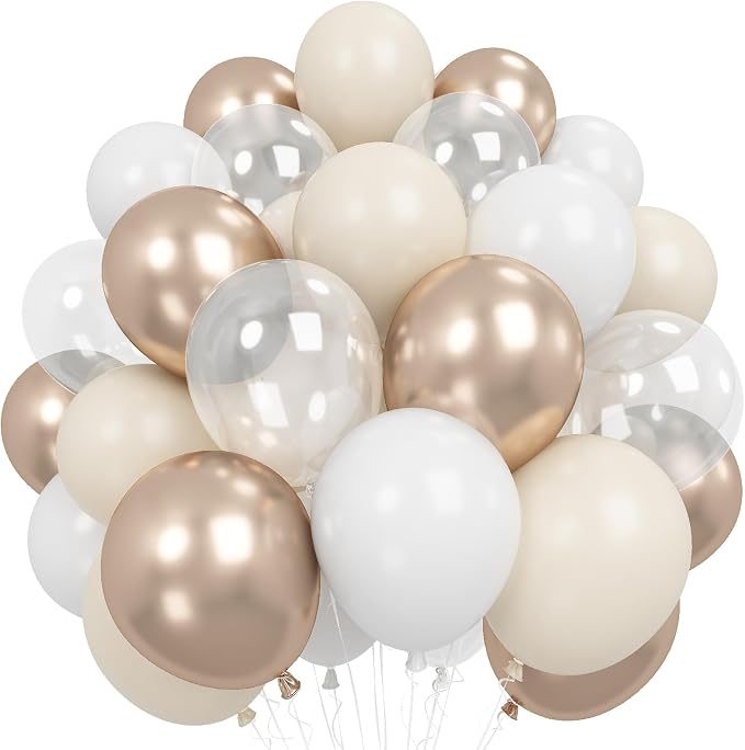 Champagne Gold White Balloons Graduation Balloons Metallic Champagne Nude Cream by Froova