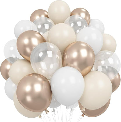 Champagne Gold White Balloons Graduation Balloons Metallic Champagne Nude Cream by Froova