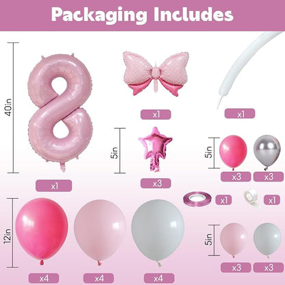 40 Inch Pink Number 8 Balloon for 8th Birthday Decoration Pastel Baby Pink - Image 2
