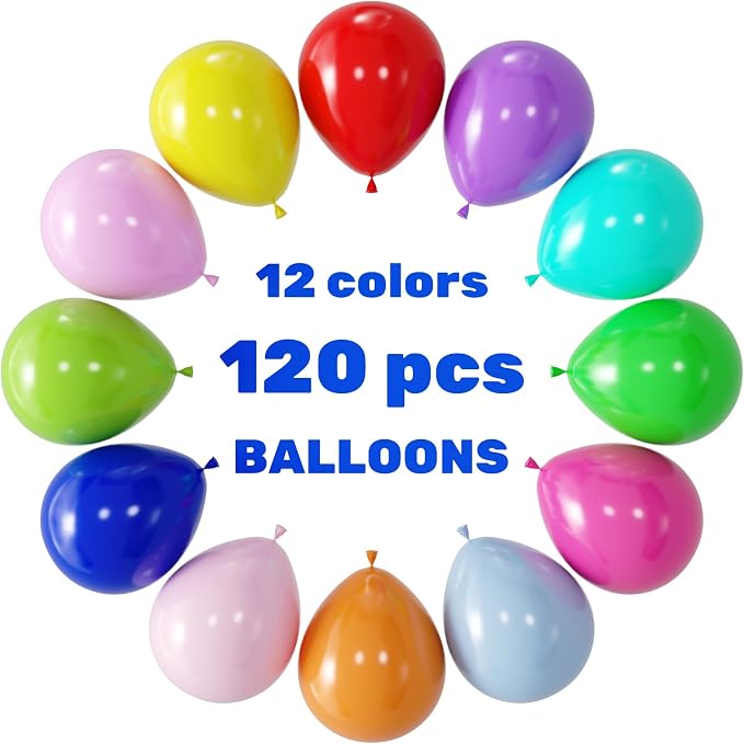 Voircoloria 120pcs Colorful Rainbow Latex Party Balloons, 12inch | - Image 2