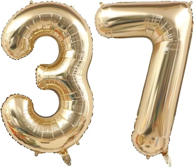 Light Gold 73 37 Balloon Numbers, 40 Inch Large 73th 37th Birthday Balloons by Unknown