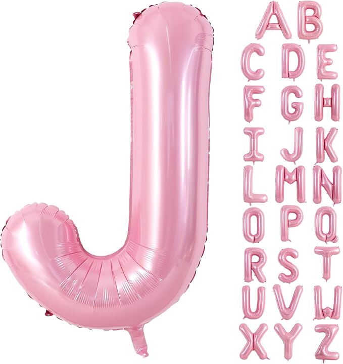 TONIFUL 40 Inch Large Pink Letter J Balloons Giant Foil Mylar Alphabet Balloon by TONIFUL