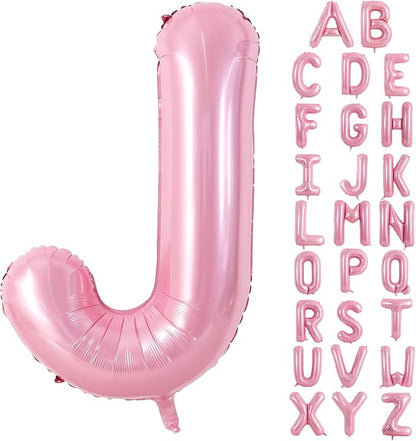 TONIFUL 40 Inch Large Pink Letter J Balloons Giant Foil Mylar Alphabet Balloon by TONIFUL