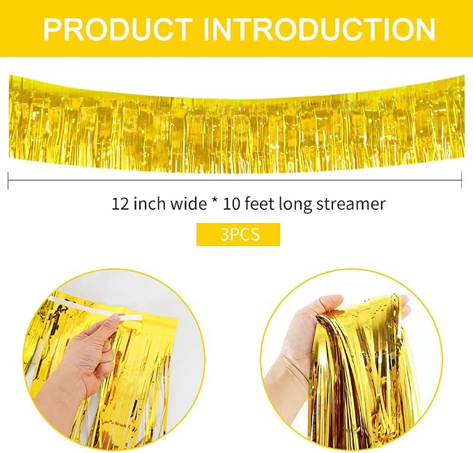 BEISHIDA 3 Packs 30 Feet Metallic Foil Fringe Garland Tinsel Streamers，Shiny - Image 2
