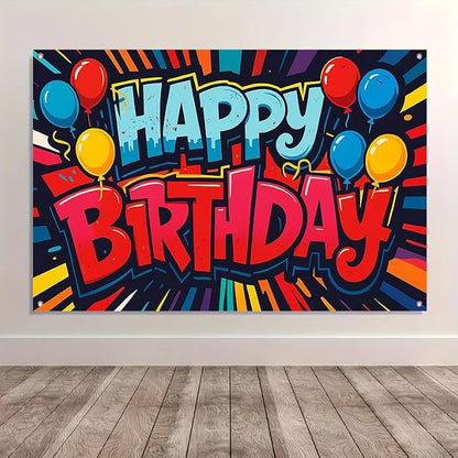 Happy Birthday Balloons Banner 71x43 Inch, Large Birthday Party Backdrop - Image 4