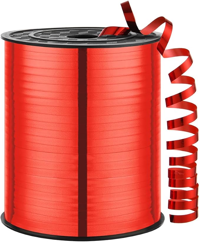 Christmas Ribbon, 500 Yard Red Curling Ribbons by LACNNY