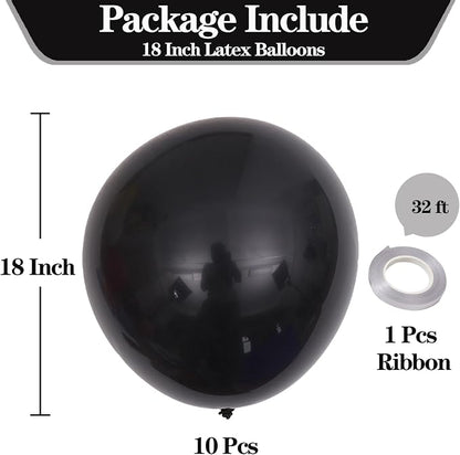 18 Inch Black Balloons, Baby Shower, Birthday Party and Event Decoration - Image 2