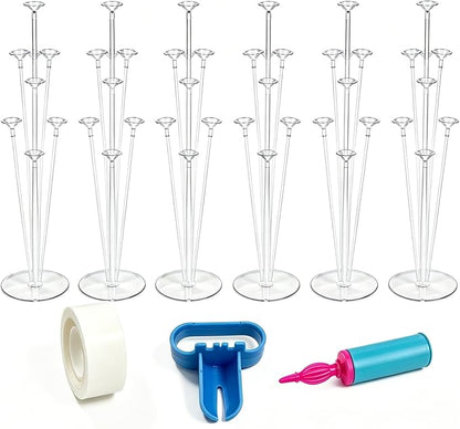 6 Sets Balloon Stand Kit for Table, Balloon Holder Sticks by HXHWISE