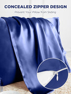 Mulberry Silk Pillowcase for Hair and Skin, SGMSILK 22 Momme Natural Silk Pillow Cases with Zipper, 6A Soft and Smooth Single Sided Pure Silk Pillow Cover (Royal Blue, Queen 20"x30")