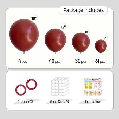 135pcs Ruby Red Balloon Arch Kit Different Sizes of 18 12 10 5 Inch off Red - Image 2