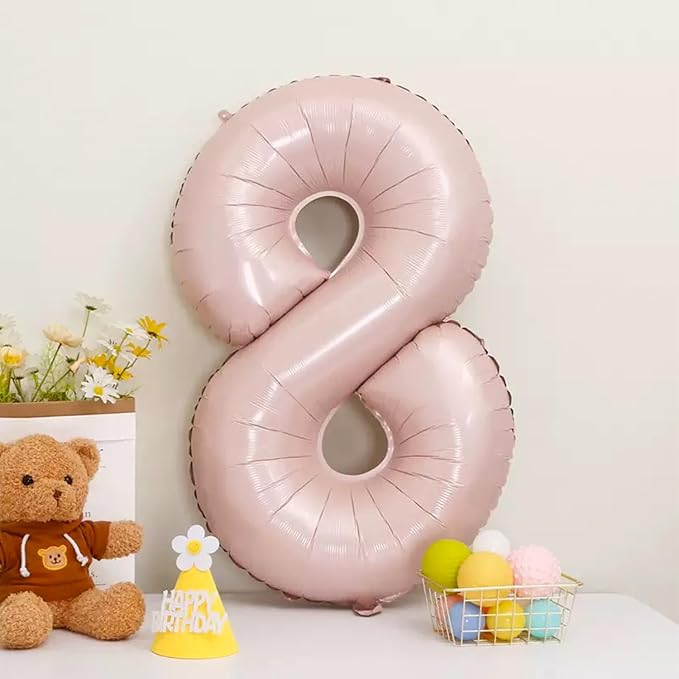 LilyZheng Pastel Pink Number 8 Foil Balloon Set - Image 3