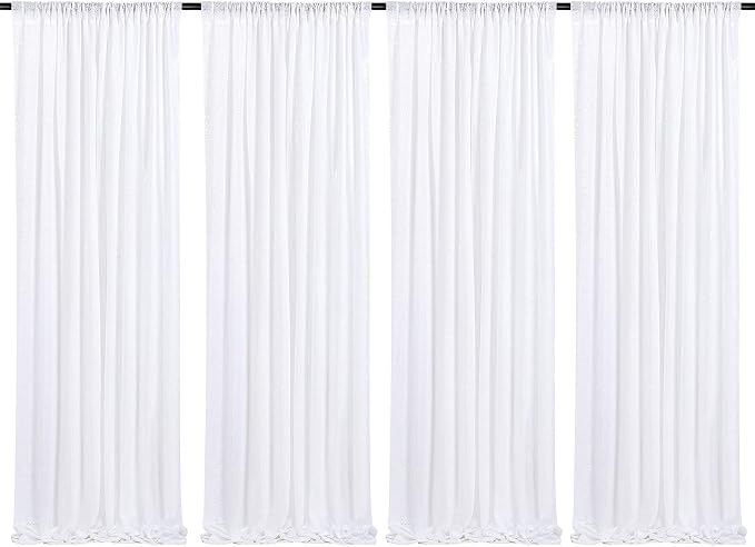 White Sequin Backdrop Curtains-4 Panels 2FTx8FT White Backdrop by SoarDream