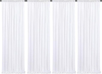 White Sequin Backdrop Curtains-4 Panels 2FTx8FT White Backdrop by SoarDream