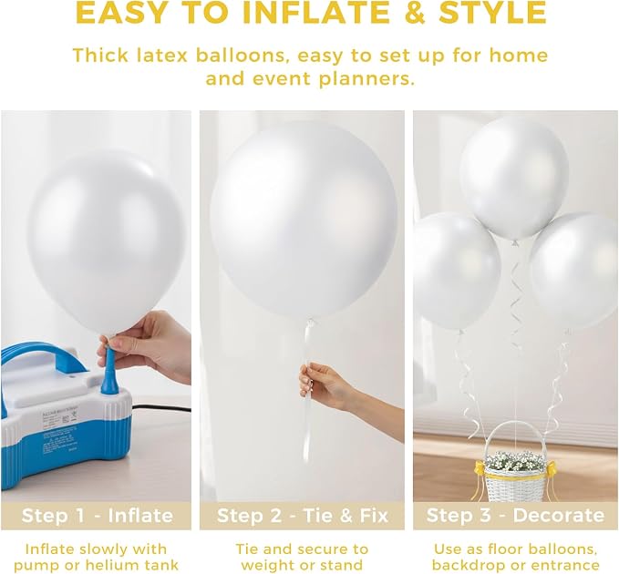 LovesTown 15PCS Pearl White Party Balloons, 18inch Latex Balloons Garland Arch - Image 6